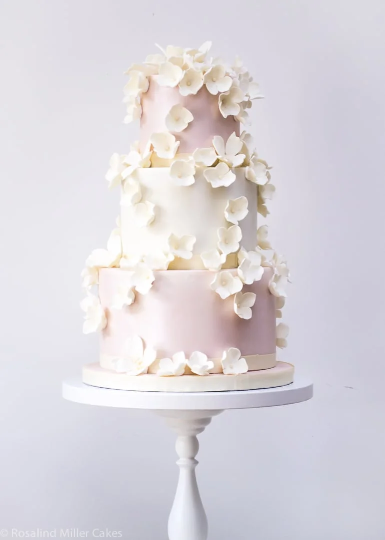Falling Blossoms Wedding Cake