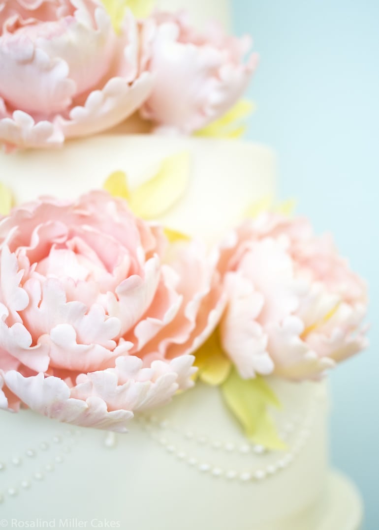 Pink Peonies Wedding Cake