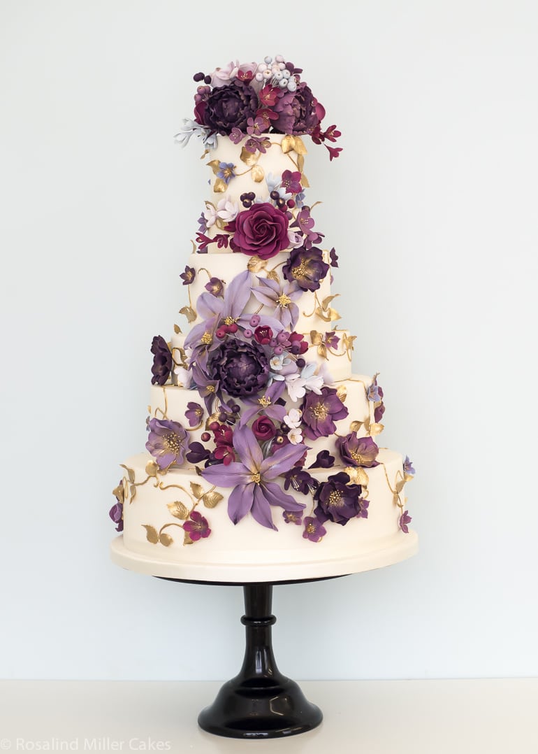 Purple Cascade Wedding Cake