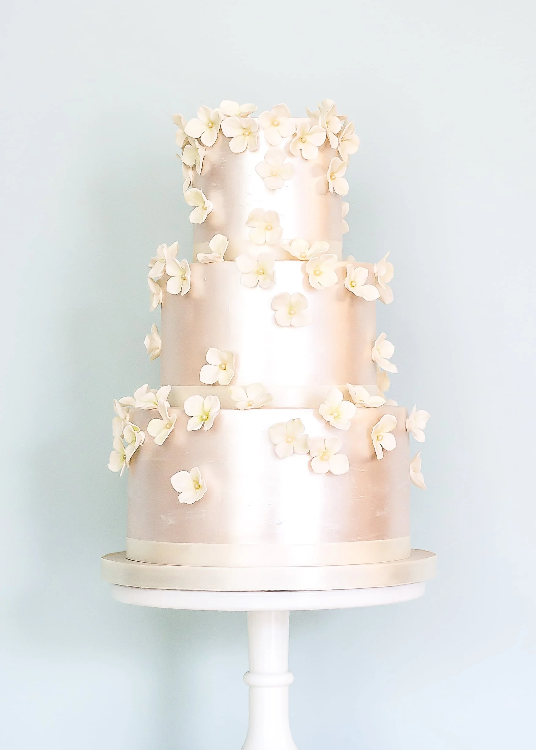 Falling Blossoms Shimmer wedding cake