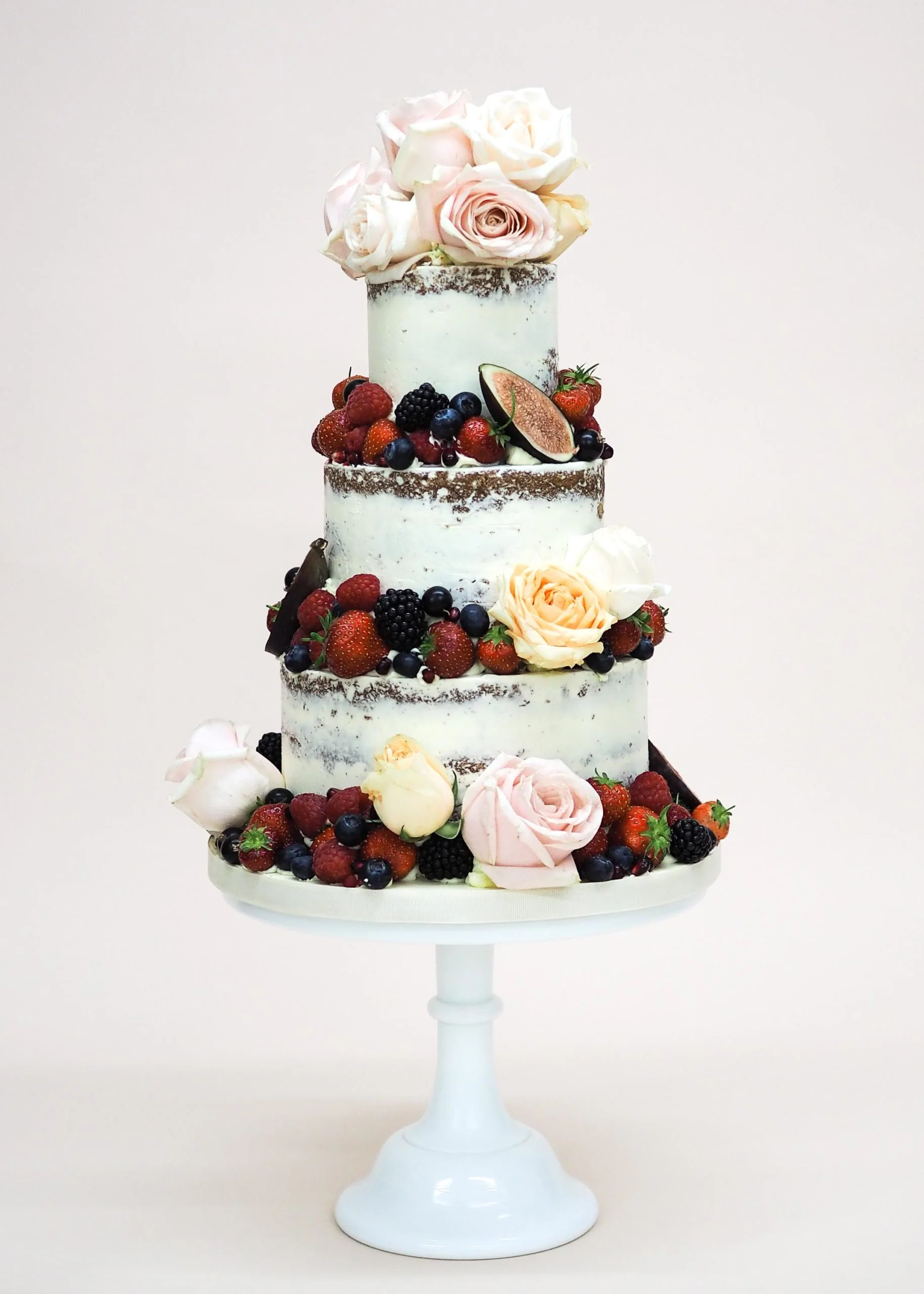 Semi-Naked Fruit and Flowers wedding cake