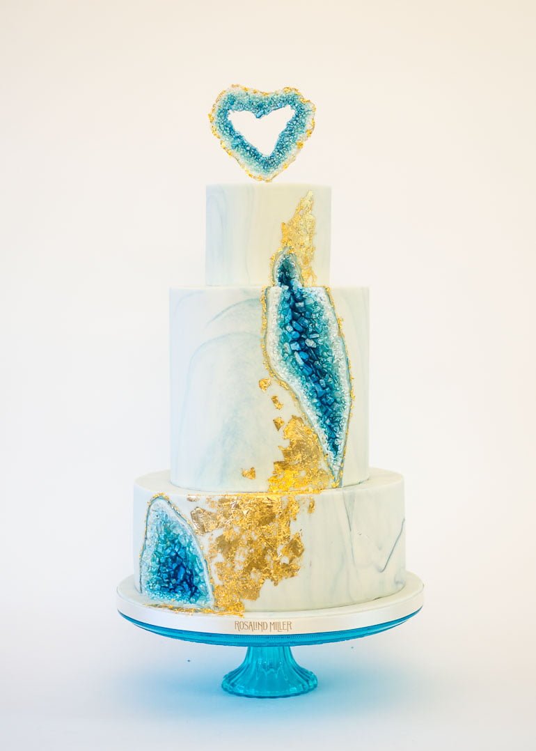 Blue Geode Wedding Cake by Rosalind Miller Cakes