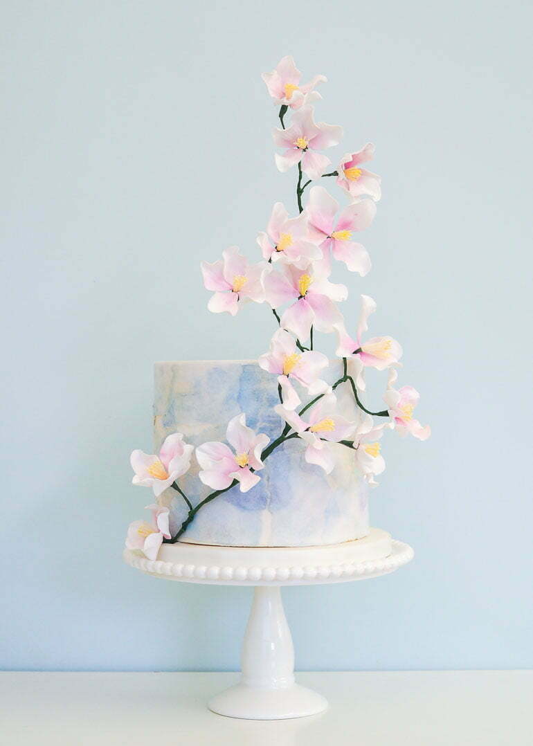 Blue Sky Blossoms Cake by Rosalind Miller Cakes