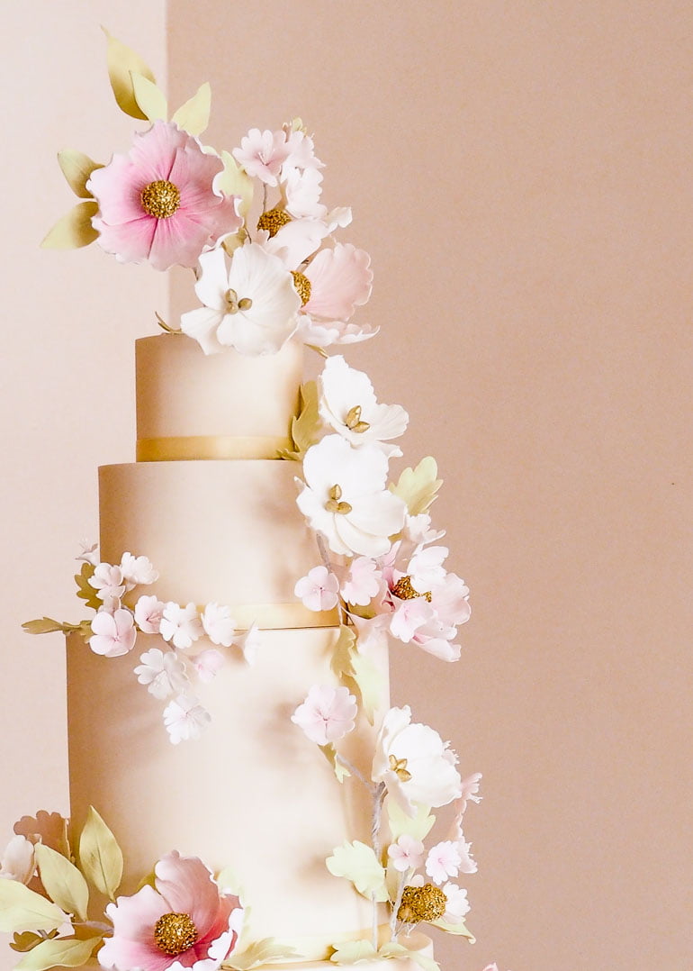 Fairytale Flowers Wedding Cake with Sugar Flowers by Rosalind Miller Cakes