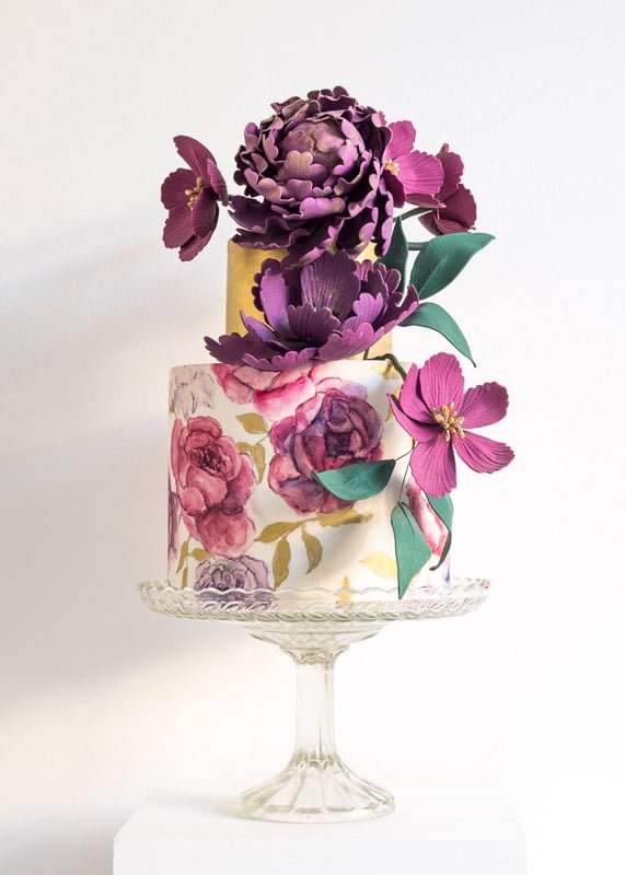 Painted Rose Wedding Cake by Rosalind Miller Cakes