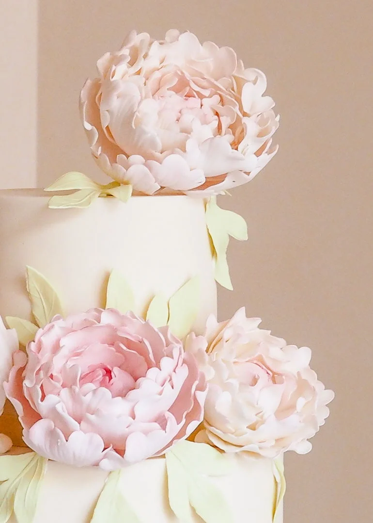 Soft Pink Peonies Wedding Cake by Rosalind Miller Cakes